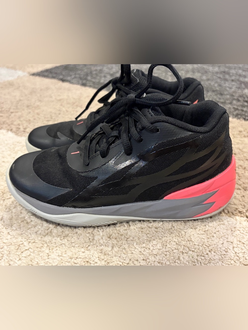 Puma LaMelo Ball MB.02 Flare Black Infrared Glow Shoes 391271-01 Size 1C